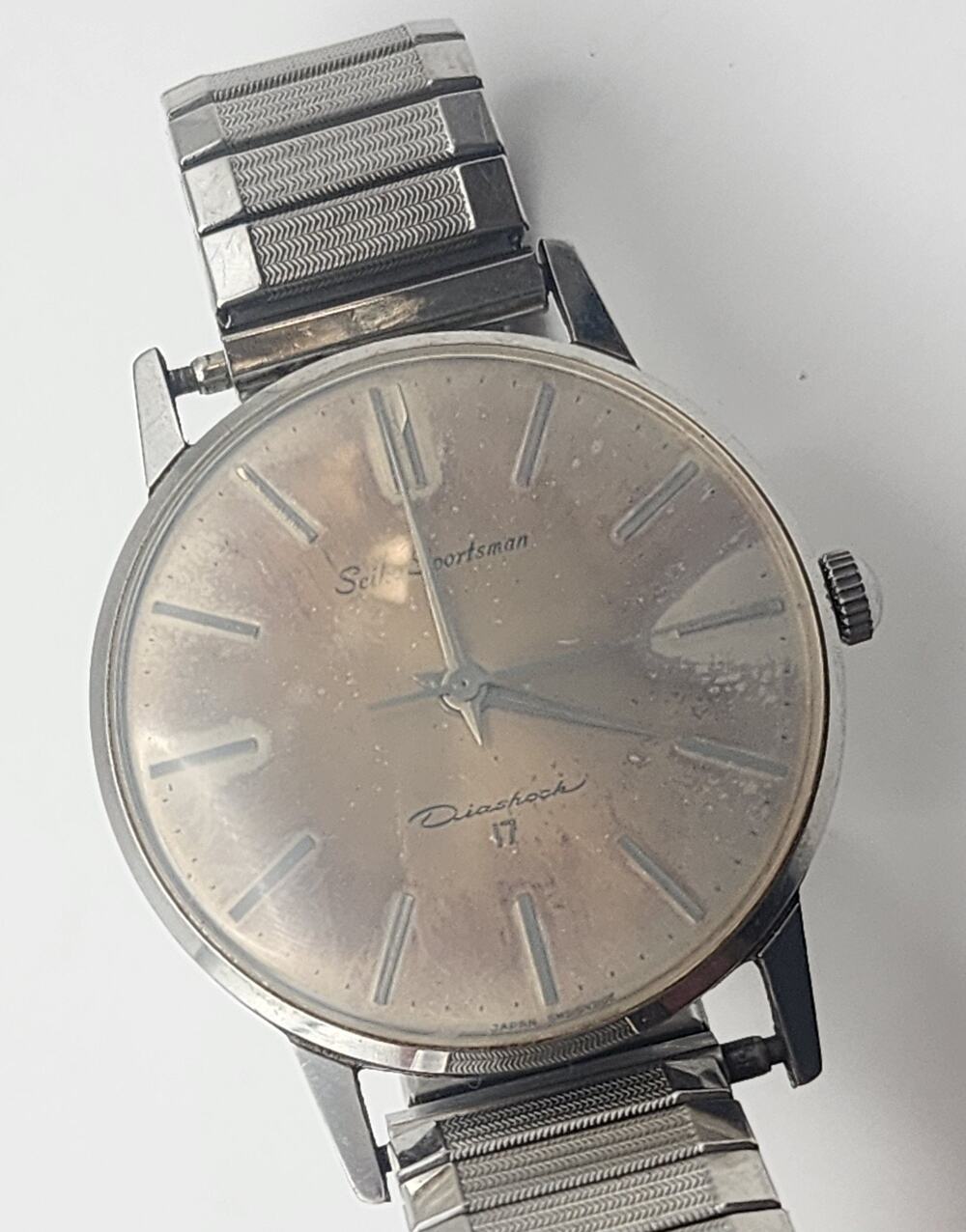 Vintage Seiko Sportsman Diashock 17 Jewels Hand Winding Dress Watch Japan - Runs